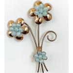 Broches fleur bleus glacier en métal à perles look vintage pour femme 