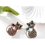 Broches vertes en métal à strass à motif chats en strass look fashion pour femme 