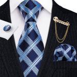 Cravates de mariage bleu canard à motif paisley en fibre synthétique à motif papillons look fashion pour homme 