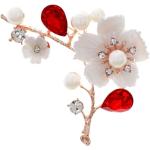 Broches rouges en cristal à motif fleurs de mariage look fashion pour femme 