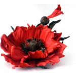 Broches fleur rouges en feutre à motif fleurs pour femme 