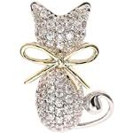 Broches de mariée en cristal à strass à motif chats en strass look fashion pour femme 