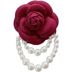 Broches rouges en laine à perles de mariage classiques pour femme 