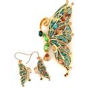 Broches en or orange en émail à motif papillons art nouveau pour femme 