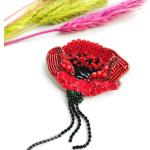 Broches fleur rouges à perles à motif fleurs pour femme 