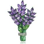 Broches fleur vertes en cristal à motif fleurs romantiques pour femme 
