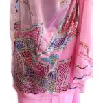 Robes en soie rose bonbon imprimé Indien à sequins look vintage pour femme 