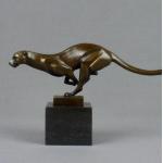 Statuettes en bronze blanches à effet léopard en bronze à motif panthères de 32 cm art déco 