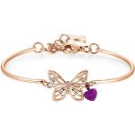 Bracelets Brosway violets en cristal à motif papillons en or rose gravés look fashion pour femme 