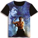Bruce Lee T-Shirt, Kung Fu Martial Art T-Shirt à Manches Courtes pour Hommes 3D imprimé T-Shirt d'été
