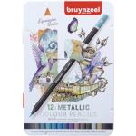 Bruynzeel Expression Lot de 12 crayons de couleur métalliques dans une boîte métallique, 8712079468422, métal