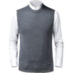 Pulls en laine d'automne gris en laine sans manches Taille XXL classiques pour homme 