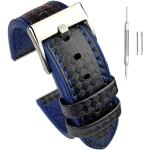 Bracelets de montre bleus en carbone look fashion en fibre de carbone pour homme 