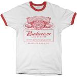 Budweiser Officiellement sous Licence Red Logo Ringer Hommes T-Shirt (Blanc Rouge), M