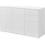 Buffet commode meuble de rangement pratique avec 2 tiroirs 3 portes 117 cm blanc mat 03_0005047