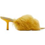 Sandales de créateur Burberry jaune moutarde en cuir à motif moutons en cuir à bouts ouverts Pointure 39 pour femme 