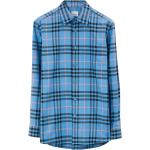 Chemises de créateur Burberry bleu ciel à carreaux à carreaux bio à manches longues pour homme 