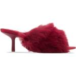 Sandales à talons de créateur Burberry rouge bordeaux à carreaux en peau lainée à bouts en amande Pointure 41 pour femme 
