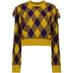 Pulls en laine de créateur Burberry jaunes à franges à manches longues à col rond Taille XS pour femme 