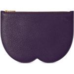 Portefeuilles de créateur Burberry violet foncé en cuir de veau zippés pour femme 