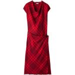 Robes en laine de créateur Burberry rouges à carreaux à franges à manches courtes à col bénitier Taille XS pour femme 