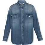 Chemises vintage de créateur Burberry bleues à logo en denim à manches longues Taille XS 