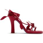 Sandales à talons de créateur Burberry rouges à bouts ouverts Pointure 41 look fashion pour femme 