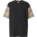 T-shirts de créateur Burberry noirs à carreaux en jersey bio à manches courtes à col rond pour femme 