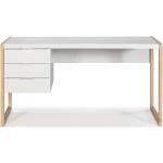 Bureau 3 tiroirs Chêne/Blanc - ODILE - L 140 x l 57 x H 75