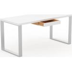 Bureau - Blanc, design industriel, table de travail de qualité, avec pieds en métal - 160 x 75 x 70 cm, personnalisable