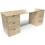 Bureau long en bois 6 tiroirs Cube Vernis