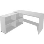 Bureau table meuble travail informatique d'angle 4 étagères blanc 0502058
