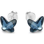 Boucles d'oreilles pour baptême Butterfly bleues en argent à motif papillons en argent look fashion pour fille 
