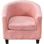 Housses de chaise roses à rayures en velours extensibles 