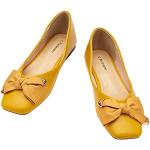 Ballerines jaunes à motif papillons en cuir à bouts carrés Pointure 42 classiques pour femme 
