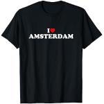T-shirts I love pour fêtes de Noël noirs à motif Amsterdam Taille S classiques pour homme 
