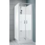 Cabine de douche carrée porte battante Surf 6 à parois en verre opaque 80 x 80 cm