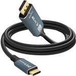Câble Vidéo 8K USB type C vers DisplayPort Mâle Haute Résolution 1,8m LinQ Noir