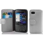 Housses Blackberry Q5 blanches à rayures en cuir synthétique 