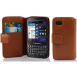 Housses Blackberry Q5 marron à rayures en cuir synthétique 