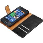 Housses noires à rayures en cuir synthétique Nokia Lumia 520 