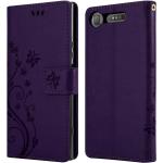 Housses Sony Xperia XZ1 violettes en silicone à motif papillons look casual 