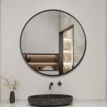 Miroirs de salle de bain gris en aluminium lumineux diamètre 60 cm 