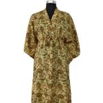 Robes longues bohèmes de soirée jaunes imprimé Indien maxi style bohème pour femme 