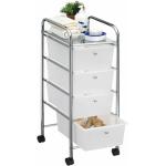 Idimex - Caisson sur roulettes sano chariot avec 4 tiroirs en plastique blanc transparent et 1 étagère, rangement salle de bain métal chromé - Transparent