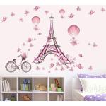 Autocollants roses à motif papillons Tour Eiffel 