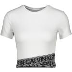 T-shirts col rond de créateur Calvin Klein Icon blancs à manches courtes à col rond Taille L pour femme en promo 