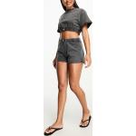 Shorts taille haute de créateur Calvin Klein gris à logo Taille S classiques pour femme en promo 