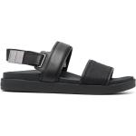 Sandales plates de créateur Calvin Klein noires à logo en cuir à bouts ronds Pointure 41 en promo 