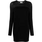 Robes de créateur Calvin Klein noires en coton mélangé à manches longues à manches longues à col rond pour femme en promo 
